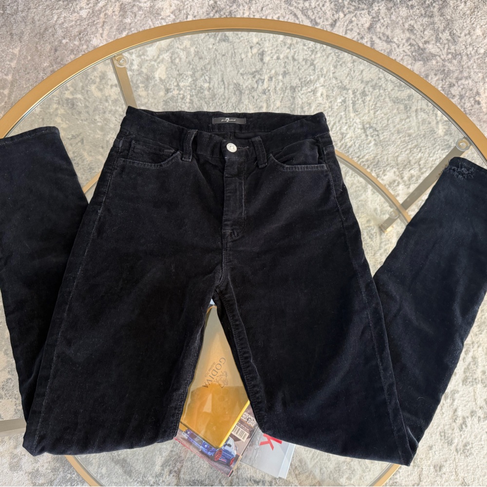7 for All Mankind Black Corduroy Skinny Pants